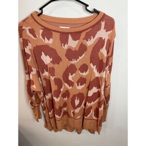 Wonderly Leopard Print Knit Sweater Top Size M Animal Print Pullover